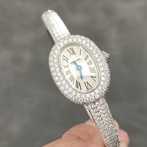 Cartier Baignoire HPI01607 Mini Model Silver Dial Iced Out Moissanite Best Replica (Wrist Size 15, 16, 17cm) - Image 10
