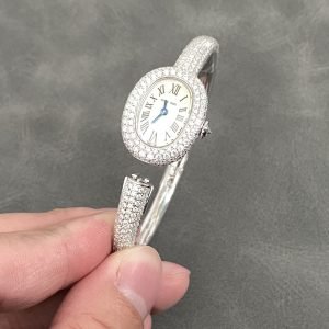 Cartier Baignoire HPI01607 Mini Model Silver Dial Iced Out Moissanite Best Replica (Wrist Size 15, 16, 17cm) - Image 11