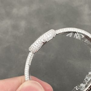 Cartier Baignoire HPI01607 Mini Model Silver Dial Iced Out Moissanite Best Replica (Wrist Size 15, 16, 17cm) - Image 13