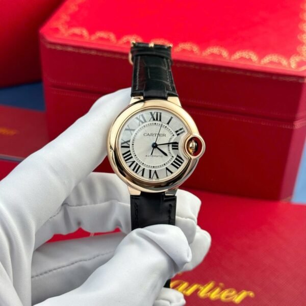 Cartier Ballon Bleu CRWGBB0009 Automatic Rose Gold Black Leather Strap Best Replica AF 36mm - Image 1