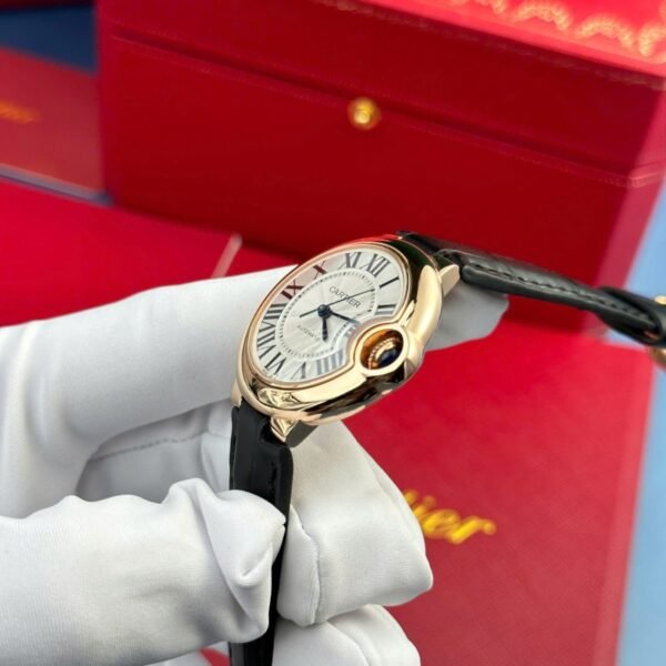 Cartier Ballon Bleu CRWGBB0009 Automatic Rose Gold Black Leather Strap Best Replica AF 36mm - Image 4