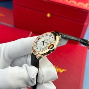 Cartier Ballon Bleu CRWGBB0009 Automatic Rose Gold Black Leather Strap Best Replica AF 36mm - Image 12