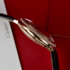 Cartier Ballon Bleu Rose Gold Grey Dial Diamond Bezel Leather Replica 42mm - Image 16
