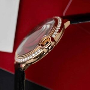 Cartier Ballon Bleu Rose Gold Grey Dial Diamond Bezel Leather Replica 42mm - Image 17
