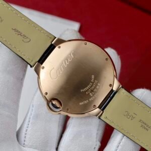 Cartier Ballon Bleu Rose Gold Grey Dial Diamond Bezel Leather Replica 42mm - Image 18