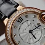 Cartier Ballon Bleu Rose Gold White Diamond Dial Diamond Bezel Leather Replica 39mm - Image 12