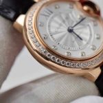 Cartier Ballon Bleu Rose Gold White Diamond Dial Diamond Bezel Leather Replica 39mm - Image 14
