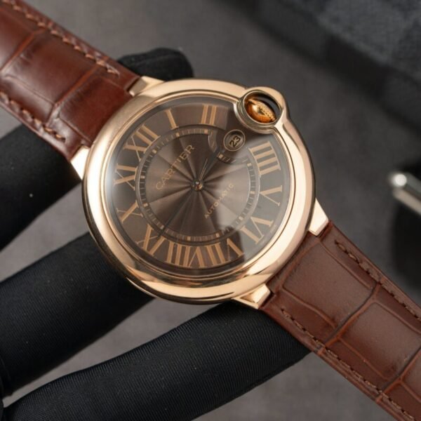 Cartier Ballon Bleu W6920037 Rose Gold Brown Dial Leather Strap Best Replica AF 42mm - Image 1