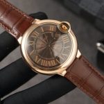Cartier Ballon Bleu W6920037 Rose Gold Brown Dial Leather Strap Best Replica AF 42mm - Image 9