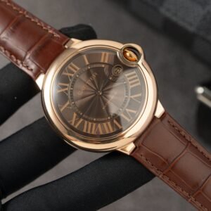 Cartier Ballon Bleu W6920037 Rose Gold Brown Dial Leather Strap Best Replica AF 42mm - Image 9