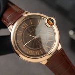 Cartier Ballon Bleu W6920037 Rose Gold Brown Dial Leather Strap Best Replica AF 42mm - Image 10