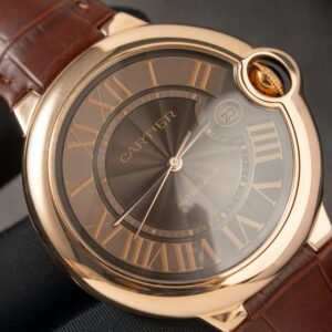 Cartier Ballon Bleu W6920037 Rose Gold Brown Dial Leather Strap Best Replica AF 42mm - Image 11