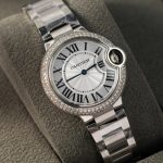 Cartier Ballon Bleu WE902065 White Dial Custom Natural Diamond Bezel Best Replica 33mm - Image 3