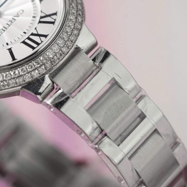 Cartier Ballon Bleu WE902065 White Dial Custom Natural Diamond Bezel Best Replica 33mm - Image 5