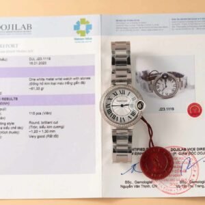 Cartier Ballon Bleu WE902065 White Dial Custom Natural Diamond Bezel Best Replica 33mm - Image 10