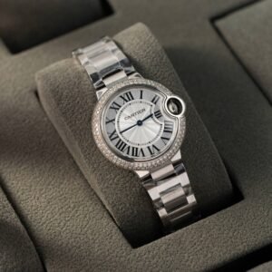 Cartier Ballon Bleu WE902065 White Dial Custom Natural Diamond Bezel Best Replica 33mm - Image 11