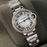 Cartier Ballon Bleu WE902065 White Dial Custom Natural Diamond Bezel Best Replica 33mm - Image 12