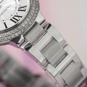 Cartier Ballon Bleu WE902065 White Dial Custom Natural Diamond Bezel Best Replica 33mm - Image 14