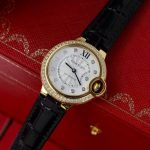 Cartier Ballon Bleu Yellow Gold Diamond Bezel Leather Replica 39mm - Image 3