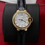 Cartier Ballon Bleu Yellow Gold Diamond Bezel Leather Replica 39mm - Image 11