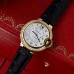 Cartier Ballon Bleu Yellow Gold Diamond Bezel Leather Replica 39mm - Image 12