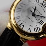 Cartier Ballon Bleu Yellow Gold White Dial Leather Replica 39mm - Image 11
