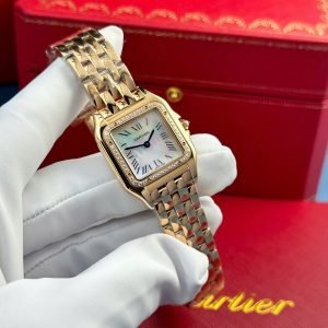 Cartier Panth??re Ladies Rose Gold MOP Dial Diamond Bezel Best Replica AF 27mm x 36mm - Image 12