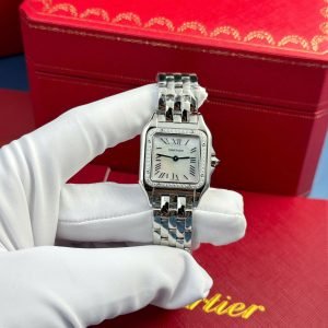 Cartier Panth??re Steel Ladies MOP Dial Diamond Bezel Best Replica AF 27mm x 36mm - Image 10