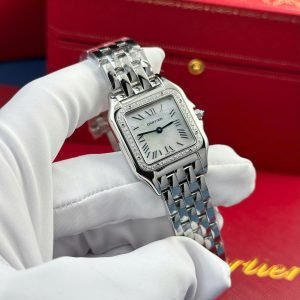 Cartier Panth??re Steel Ladies MOP Dial Diamond Bezel Best Replica AF 27mm x 36mm - Image 12