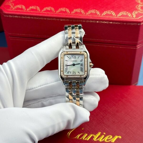 Cartier Panth??re Two Tone Rose Gold MOP Dial Diamond Bezel Best Replica AF 27mm x 36mm - Image 1