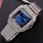 Cartier Santos Blue Dial Custom Moissanite Case Large Model Best Replica BVF 39.8mm - Image 14