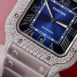 Cartier Santos Blue Dial Custom Moissanite Case Large Model Best Replica BVF 39.8mm - Image 16