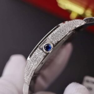 Cartier Santos Blue Dial Custom Moissanite Case Large Model Best Replica BVF 39.8mm - Image 17