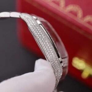 Cartier Santos Blue Dial Custom Moissanite Case Large Model Best Replica BVF 39.8mm - Image 18