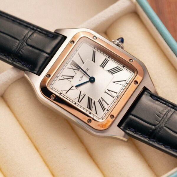 Cartier Santos Dumont CRW2SA0011 Two Tone Silver Dial Leather Strap Replica BVF 38mm x 27.5mm - Image 1