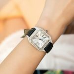 Cartier Santos Dumont Steel Silver Dial Custom Moissanite Case Leather Strap Replica BVF 38mm x 27.5mm - Image 10