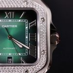 Cartier Santos Green Dial Large Model Custom Moissanite Bezel Best Clone BVF 39.8mm - Image 7
