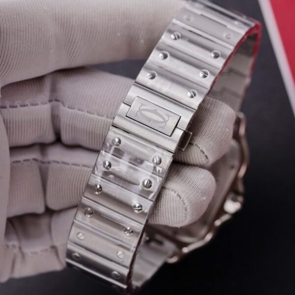 Cartier Santos Green Dial Large Model Custom Moissanite Bezel Best Clone BVF 39.8mm - Image 10