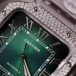 Cartier Santos Green Dial Large Model Custom Moissanite Bezel Best Clone BVF 39.8mm - Image 16