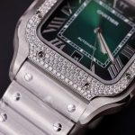 Cartier Santos Green Dial Large Model Custom Moissanite Bezel Best Clone BVF 39.8mm - Image 18