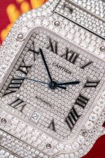 Cartier Santos Iced Out VVS1 Clarity Moissanite Large Model Best Replica 39.8mm - Image 3