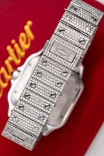 Cartier Santos Iced Out VVS1 Clarity Moissanite Large Model Best Replica 39.8mm - Image 7