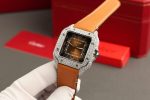 Cartier Santos Large Model Brown Dial Custom Moissanite Case Best Replica 39.8mm - Image 4