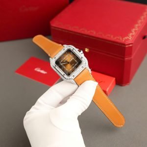Cartier Santos Large Model Brown Dial Custom Moissanite Case Best Replica 39.8mm - Image 14