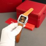Cartier Santos Large Model Brown Dial Custom Moissanite Case Best Replica 39.8mm - Image 15