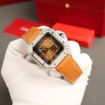 Cartier Santos Large Model Brown Dial Custom Moissanite Case Best Replica 39.8mm - Image 21