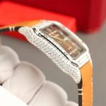 Cartier Santos Large Model Brown Dial Custom Moissanite Case Best Replica 39.8mm - Image 22