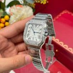 Cartier Santos Large Model White Dial Custom Moissanite Bezel Best Replica BVF 39.8mm - Image 6