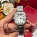 Cartier Santos Large Model White Dial Custom Moissanite Bezel Best Replica BVF 39.8mm - Image 11