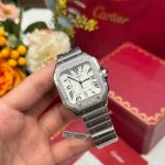 Cartier Santos Large Model White Dial Custom Moissanite Bezel Best Replica BVF 39.8mm - Image 12